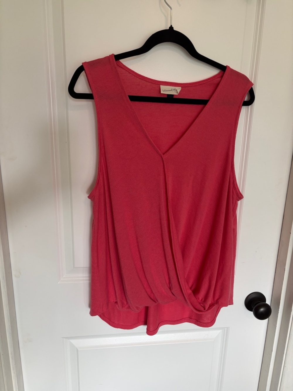 Universal Thread Sleeveless Wrap-Front shirt in coral